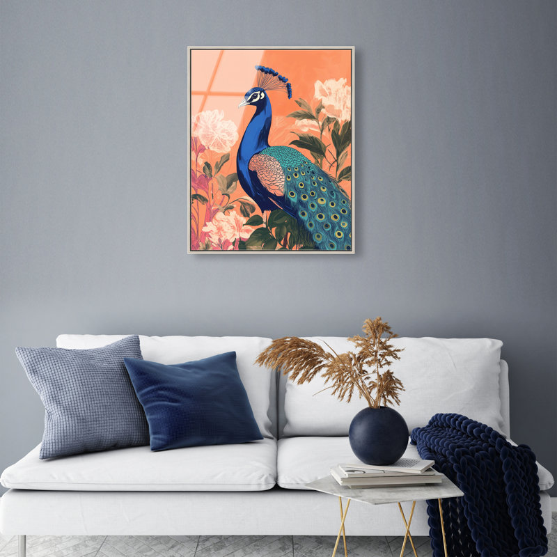 Peacock Garden Dance Canvas Animals Print by Oliver Gal, 25"H x 21"W, Silver Frame