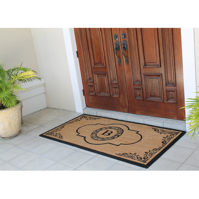 Issac Natural Coir 36" X 72" Entry Double Monogrammed Doormat , B