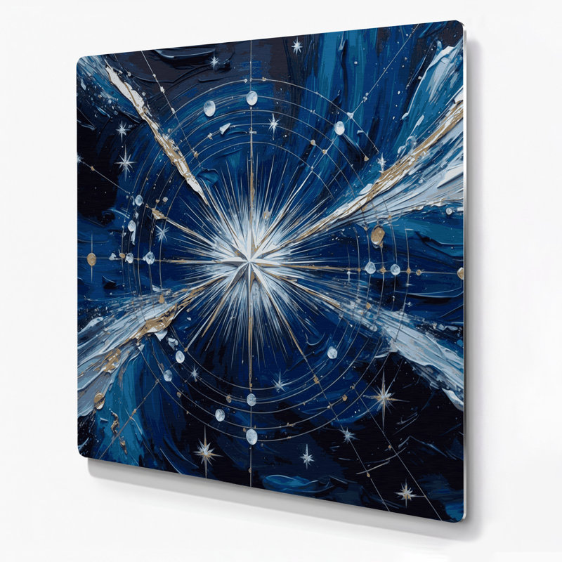 Art mural en métal bleu, H 16 po x l 16 po