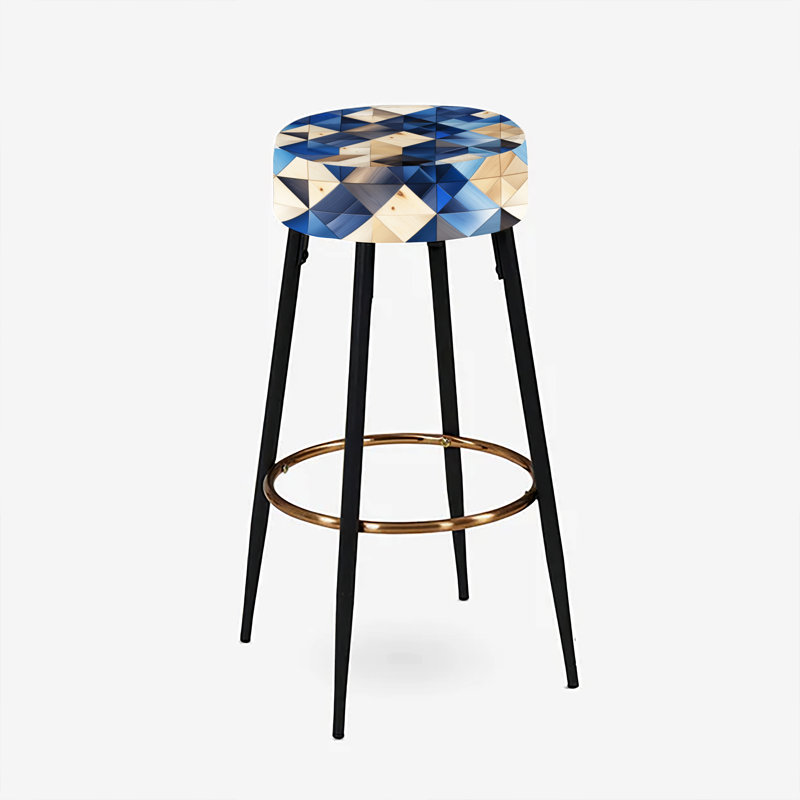 Carreaux beige et bleu Symmetry - Ensemble de 2 tabourets géométriques