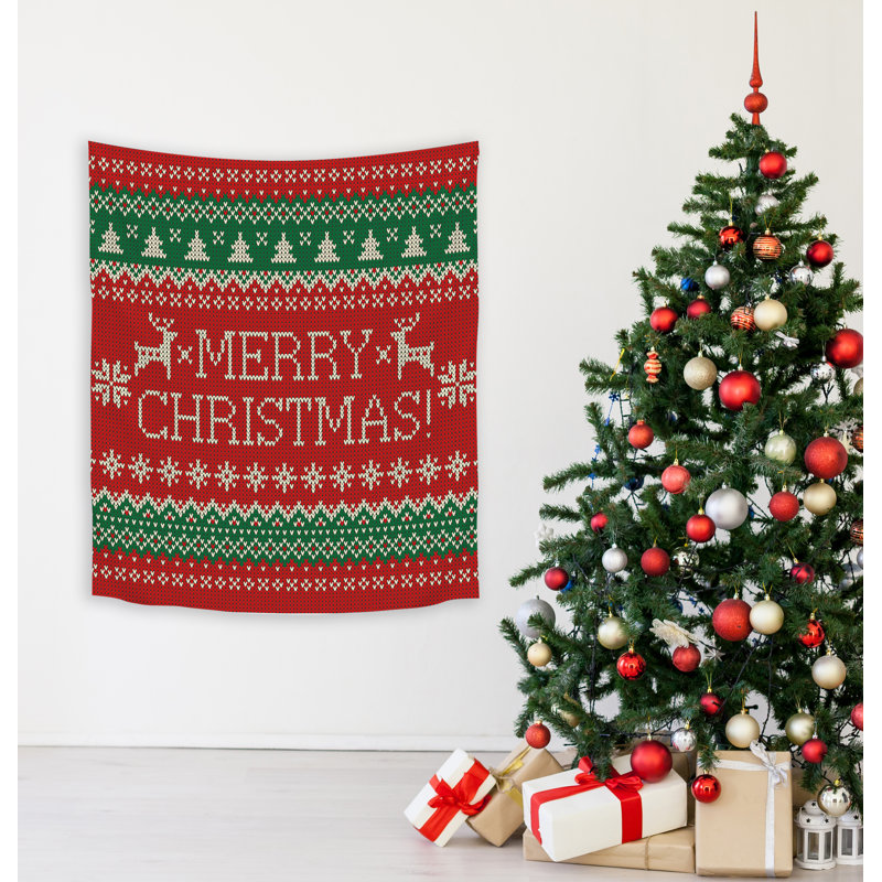 Tapisserie en polyester "Merry Christmas", H 88 po x l 104 po x P 0,25 po
