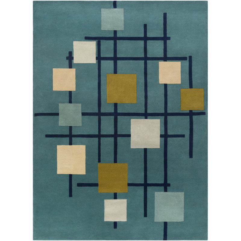 Ayeln Hand Tufted Wool Geometric Indoor Rug, Rectangle 2' x 3'