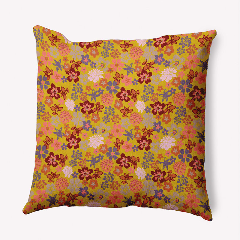  Housse de coussin et insert en polyester carré par E by Design, 18 po x 18 po, Moutarde