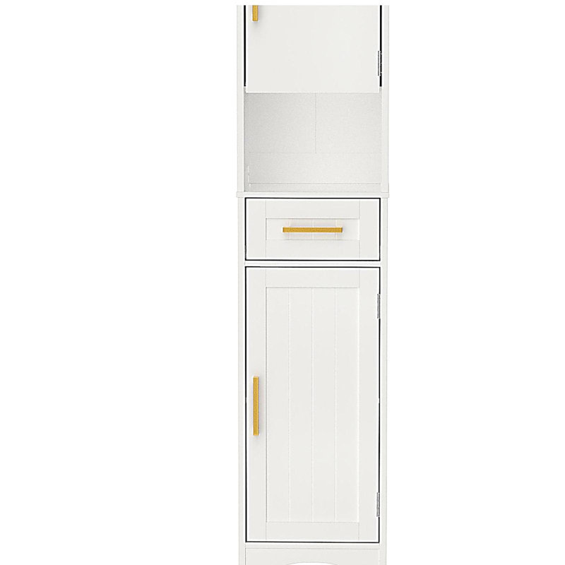 Tall Bathroom Storage Cabinet, Narrow Slim Freestanding Cabinet with 1 Drawer and 2 Doors