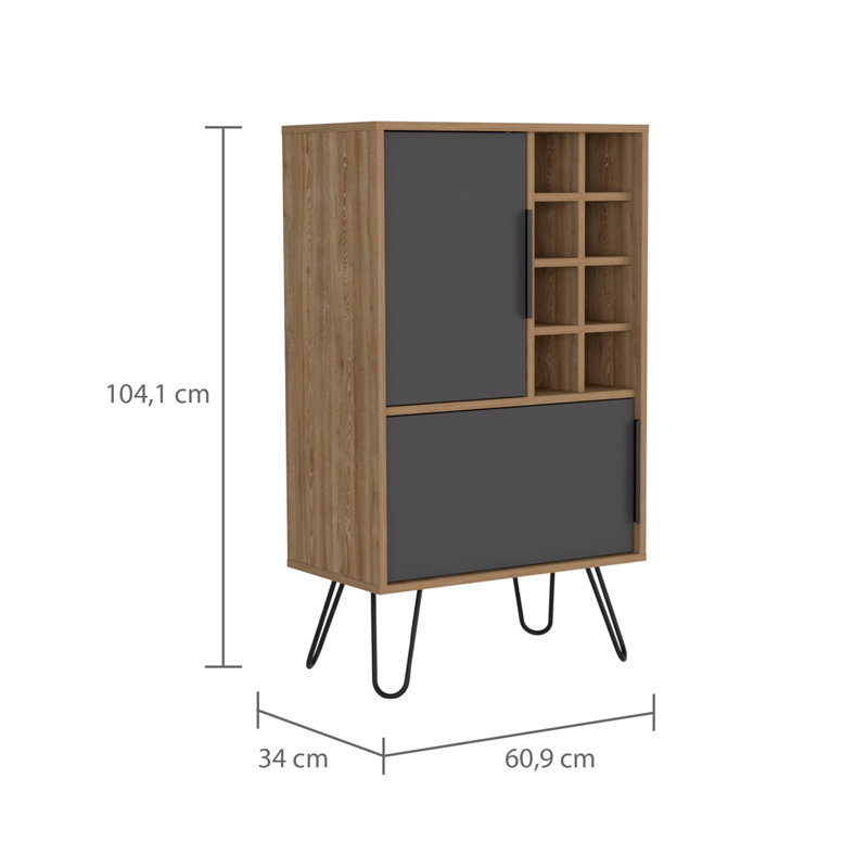 Hollenden 60.9cm Solid Wood Bar Cabinet