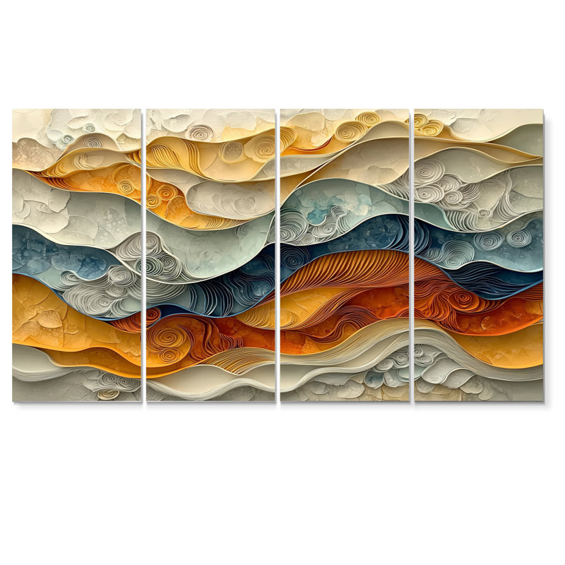 Nuvraj - Abstract Spirals Wall Art - ensemble de décorations murales modernes, 4, H 28 po x l 48 po