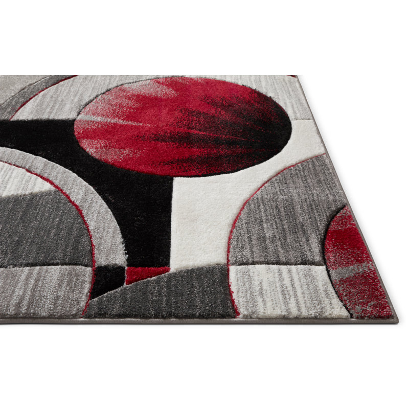 Geometric Area Rug, Rectangle 9'3" x 12'6", Red