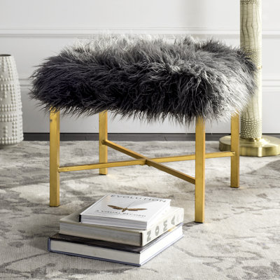 Abraham Faux Sheepskin X- Square Bench