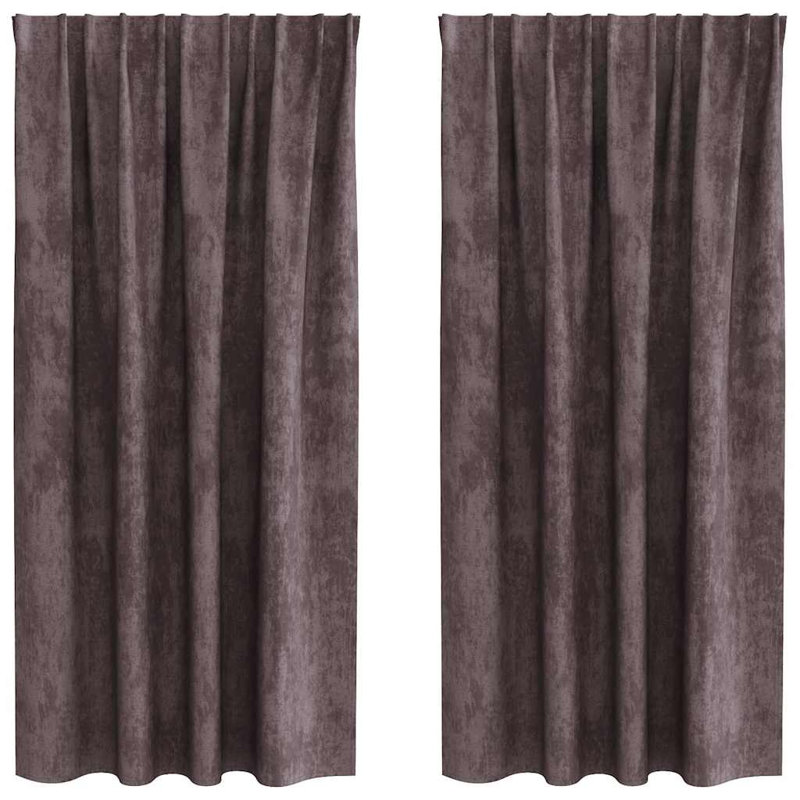 Curtain With Curtains 2 Pcs Velvet, Brown, 140cm Width x 175cm Drop