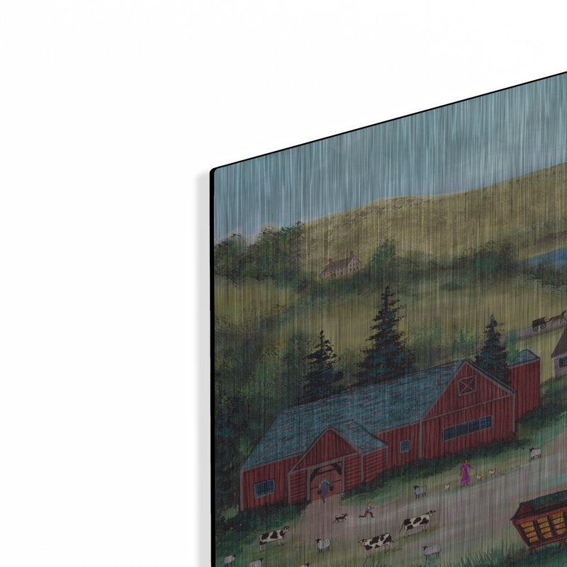  «Farm On The Hudsosn» par JL Munro, art mural en métal, 24 po x 16 po, H 16 po x l 24 po