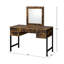 Rustic Oak And Black Metal Vanity With 4 Storage Drawers, 18"L X 18"H Mirror, Cosmetic Solution Drawers Frame, Side Glide Drawer, 3/4 Drawer Extension, Ideal For Makeup Organization