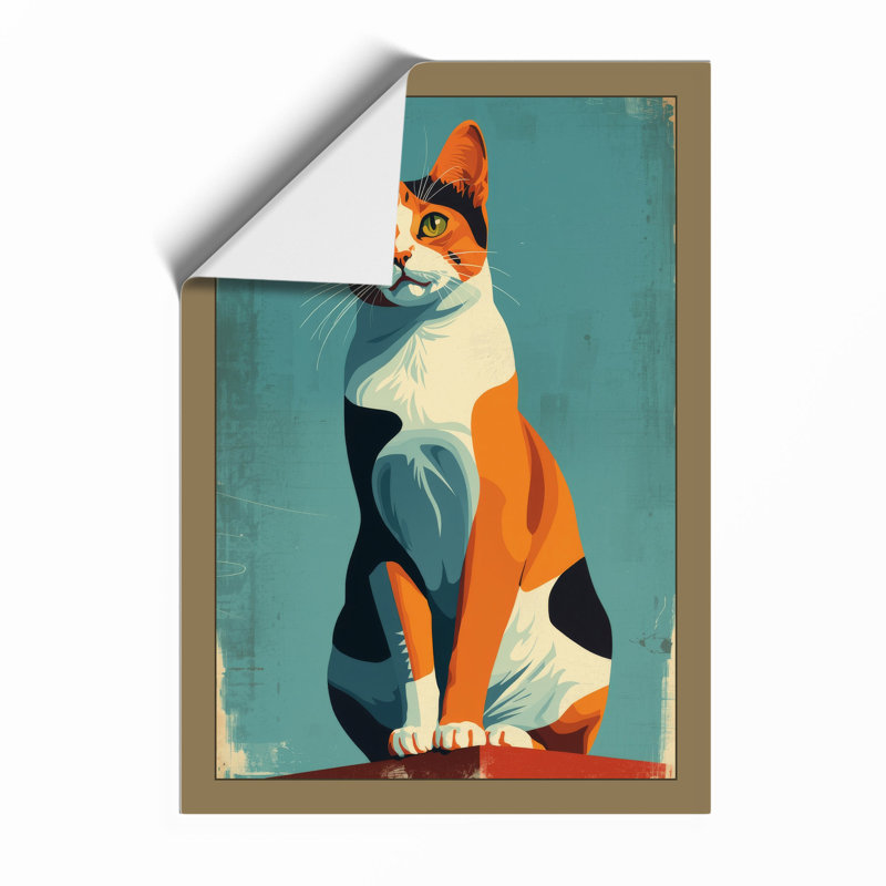 Calico Cat Geometric - Framed Print, A4 - 29.7 x 21.0 cm, Unframed