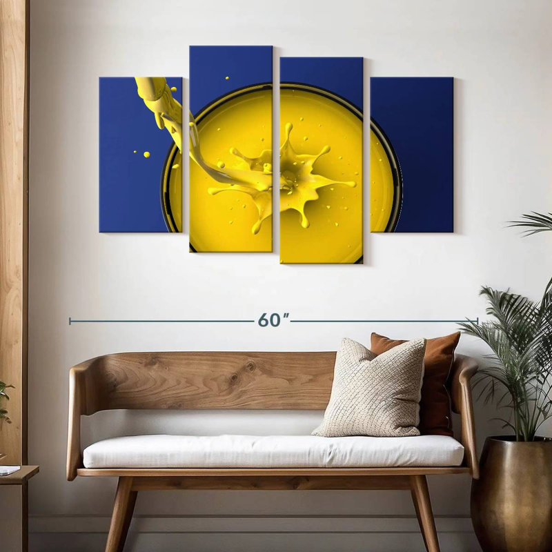 Senne Yellow Paint Splash, 32" H x 52" W