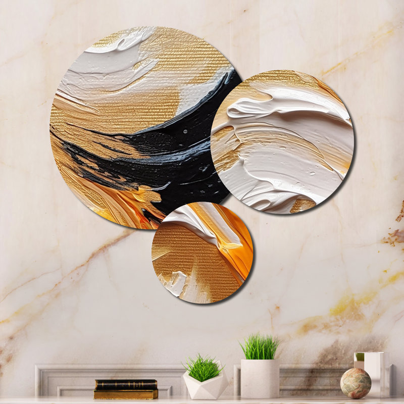 Ensemble de 3 décorations murales 3 spirales mystiques orange et noires