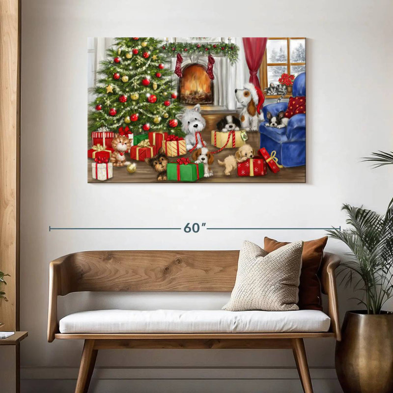 Christmas Dogs And Cats, 30" H x 45" W