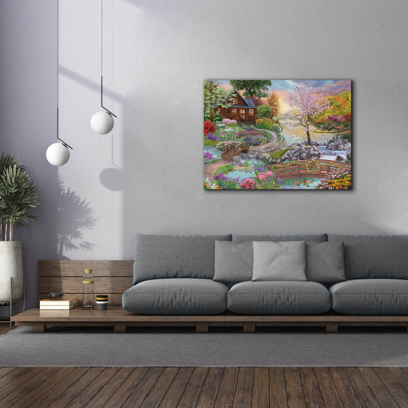 'Spring Stream' by Bigelow Illustrations Canvas Wall Art, 40" H x 54" W x 1.5" D