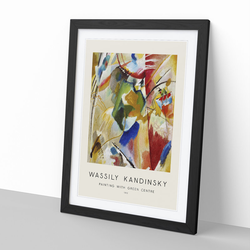 Green Center by Wassily Kandinsky - Single Picture Frame Print, 36cm H x 27cm W x 2cm D, Black Framed