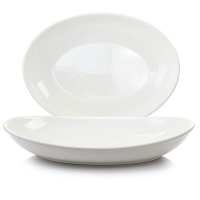 Martha Stewart 2 Piece 16 Inch Large Oval Stoneware Platter Set In Ivory