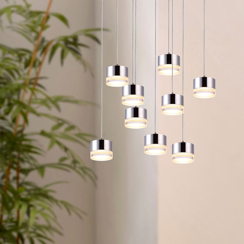 Luminaire suspendu tambour 9 lumières Barnsdall, Chrome