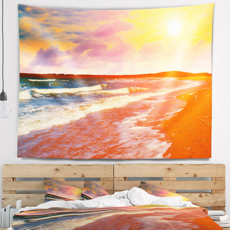 Tapisserie Desert Beach au coucher du soleil, H 32 po x l 39 po