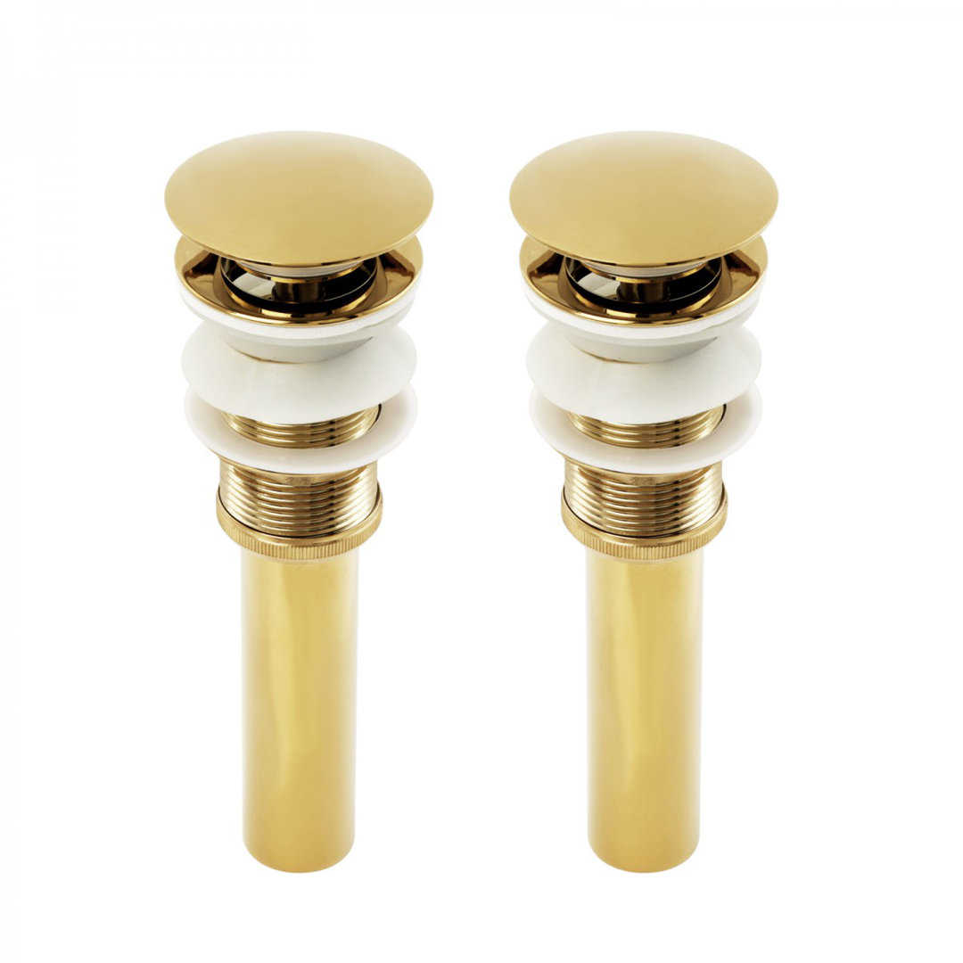 Brass Polished 2 Pop-up Sink Drain With Overflow PVD (Set of 2) The Renovators Supply Inc.