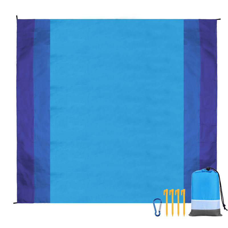 Grand tapis de pique-nique imperméable, léger et portatif à séchage rapide, 83 po x 79 po, Bleu