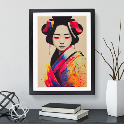 XV1022-4088X Splashed Geisha No.3 - Single Picture Frame Painting
