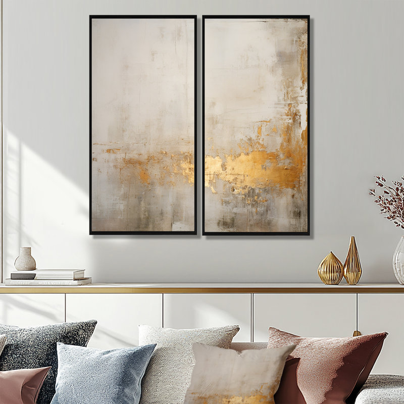 Or sensibilité subtile minimalisme II - art mural moderne, 40" H x 40" W, Impression encadrée flottante, Black