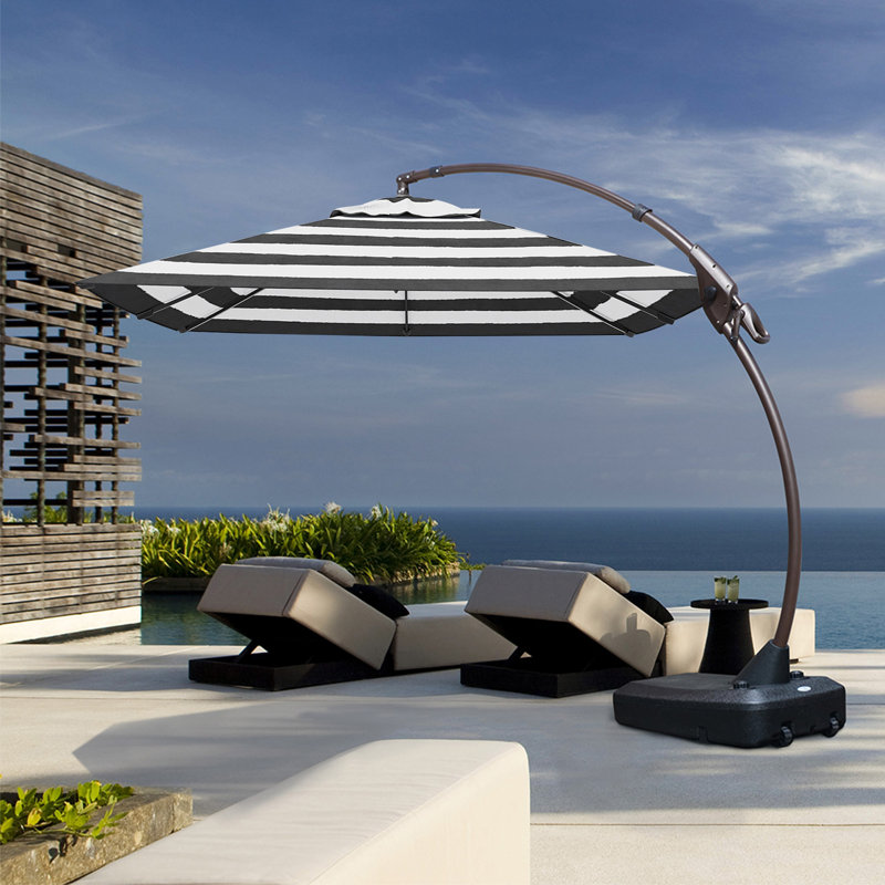 Parasol rayé en porte-à-faux avec base Vanelope 