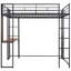 Lit mezzanine en métal noir, double avec bureau et 2 tablettes-617644800