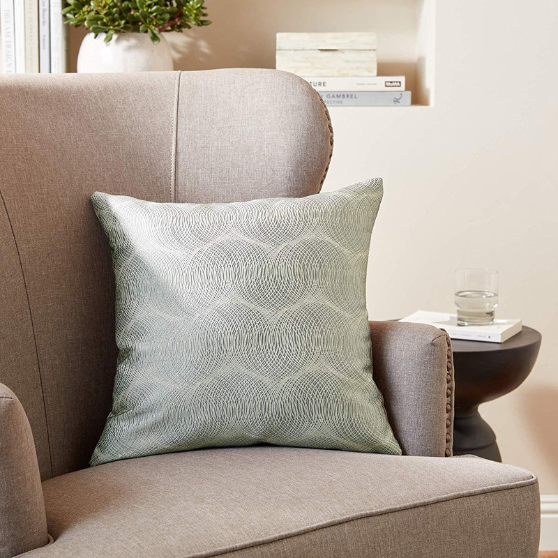 Circular Full Concentric Rings Design Throw Pillow, Silver