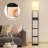 67" Column Floor Lamp with Shelves, Solid Wood, USB Ports, Storage Drawer and Bulb Included-1946722599