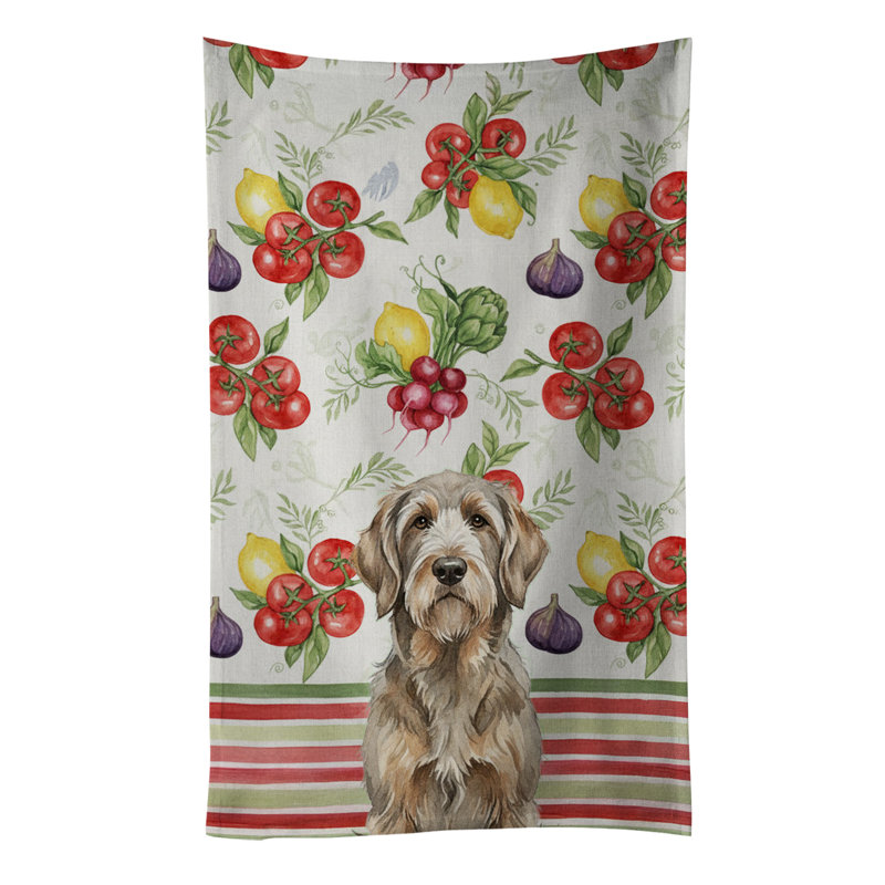 Serviette de cuisine griottée et brun clair Otterhound, Louton gris / brun clair