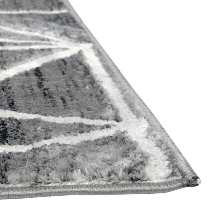Tapis géométrique gris foncé / ivoire Oceola, Carré 5 pi 3 po