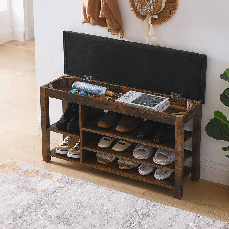 Banc à chaussures avec compartiments de rangement, Rétro