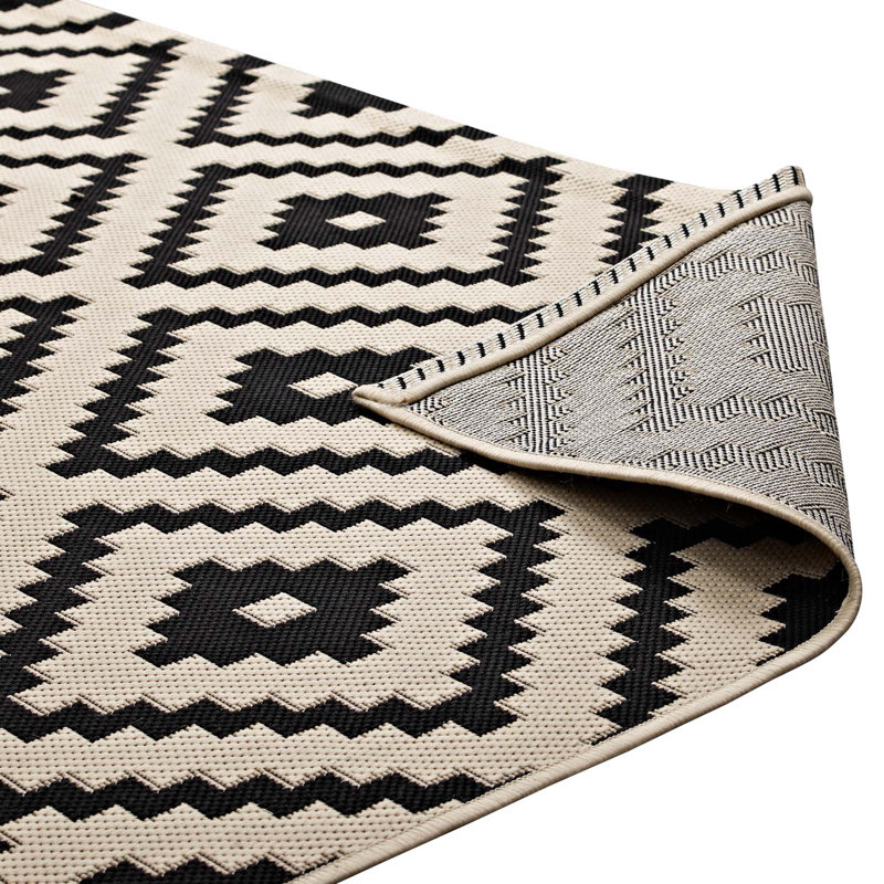 Perplex Black and Beige Geometric Diamond 8' x 10' Area Rug