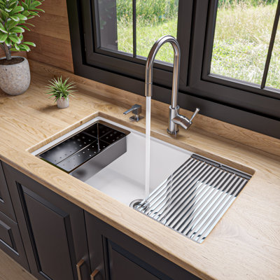 33.86'' L Single Bowl Granite Kitchen Sink