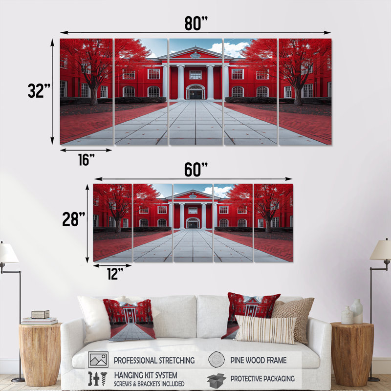 Monochromes gris et rouge de l'Université II - ensemble de reproductions d'art mural, H 32 po x l 80 po