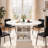 47.2" Round Dining Table With Fridge Space, Modern White Faux Marble Kitchen Tables, Wood Dining Room Table With Storage Shelf, Circle Dinner Tables For Home-804960371