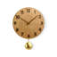 Horloge murale à pendule en bois massif ton bois naturel avec chiffres en relief