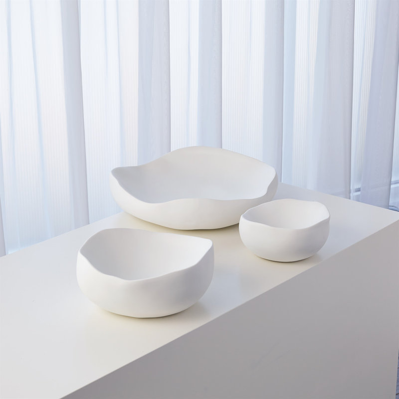 Organic Handmade Ceramic Decorative Bowl, 5" H x 11.5" W x 11.5" D