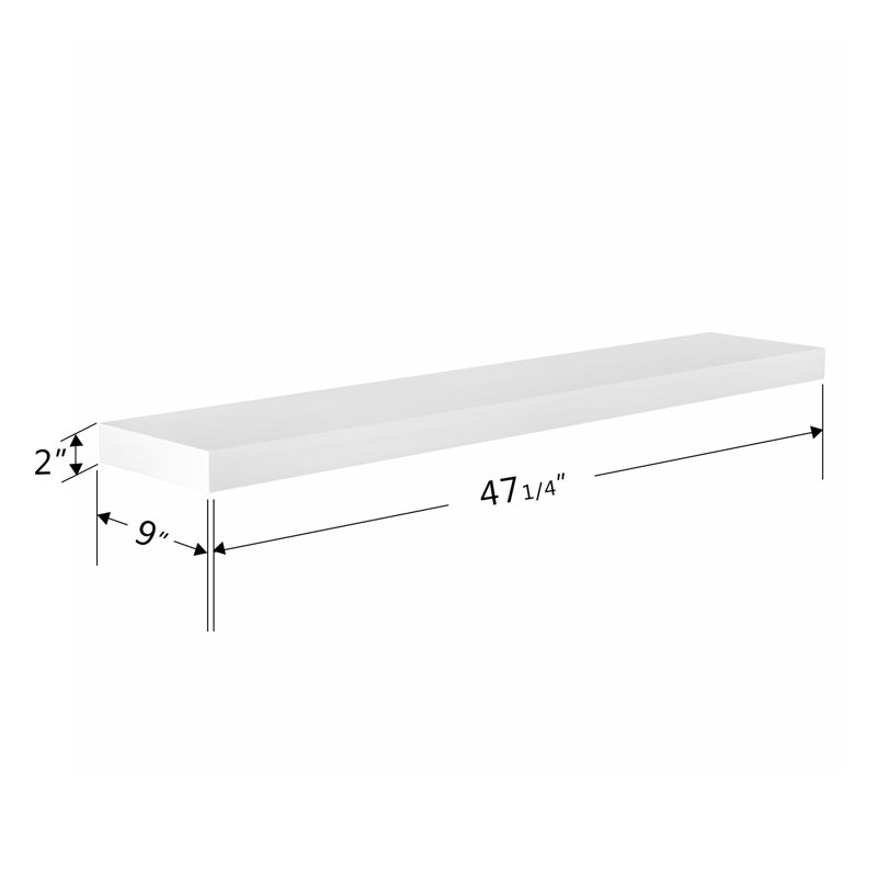 Himmelmann Floating Shelf, White, 2" H x 47.5" W x 9.25" D