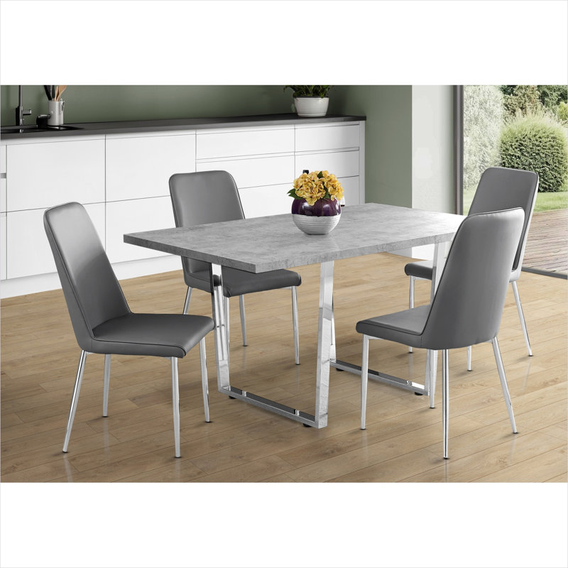 Arissa Luxury Look Dining Table in Grey Top & Chrome Base Finish, 29.97'' H X 58.83'' W X 35.35'' D