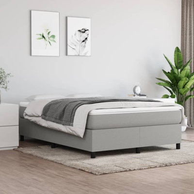 Box Spring Bed Frame Light Grey Full Fabric 