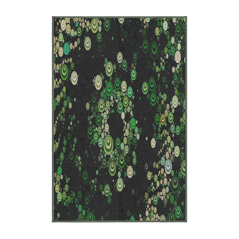Tapis noir/vert tissé à la machine, Rectangle 7 pi x 9 pi
