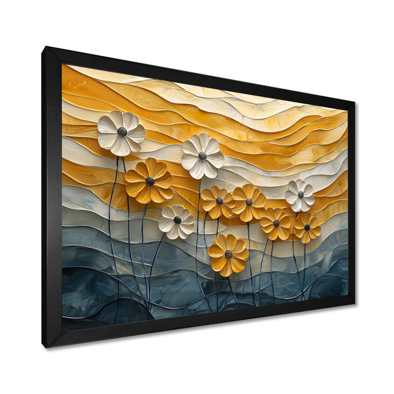 Désert, fleur de bleuet II, Cadre simple, Noir, H 12 po x l 20 po