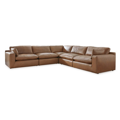 Canapé modulaire en cuir caramel Emilia