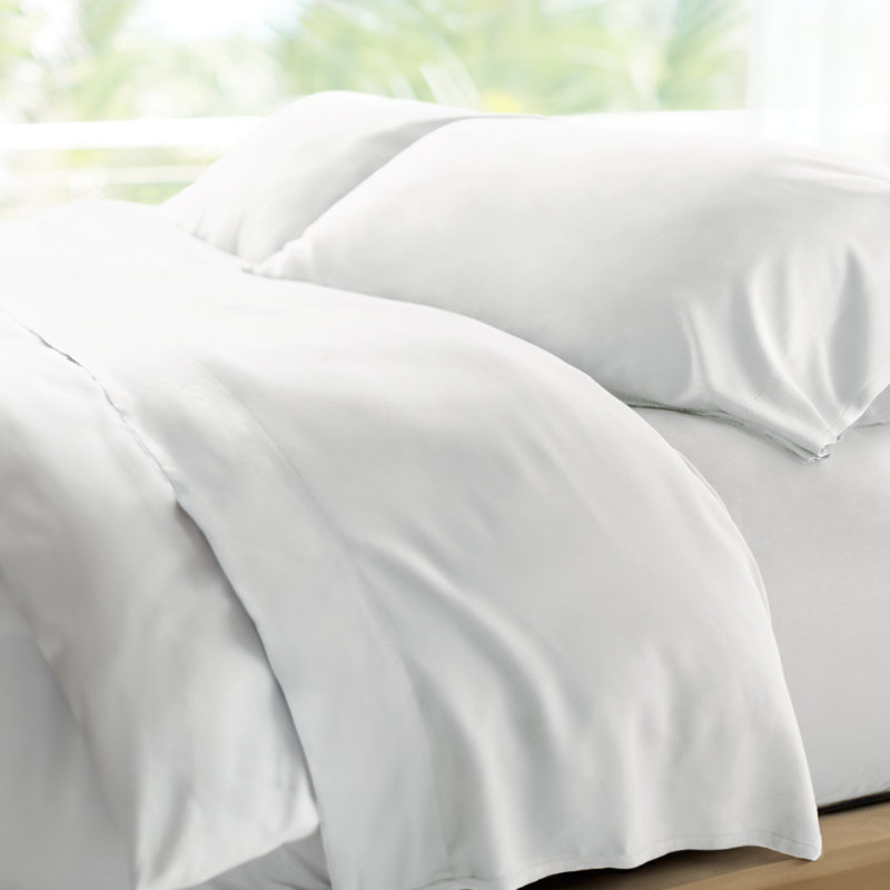 Cariloha Retreat 4-Piece Sateen Sheet Set | Lyocell Material | Breathable, Corner Straps, Extra soft & Cooling, Black Sand