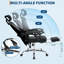 Chaise de bureau ergonomique en filet avec repose-pieds - Chaise de bureau pivotante à haut dossier avec appui-tête et support lombaire réglable pour la maison, le bureau et les jeux (noir)-1609139386-1609139382