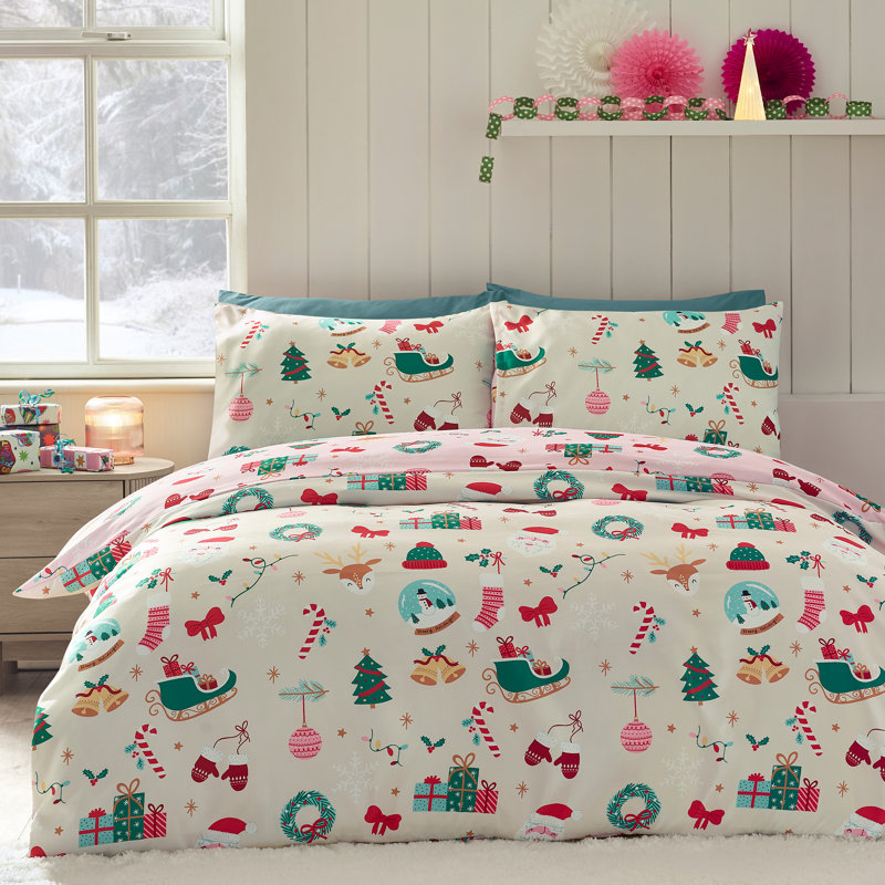 Christmas Happy Holidays So Soft Reversible Duvet Cover Set, Single